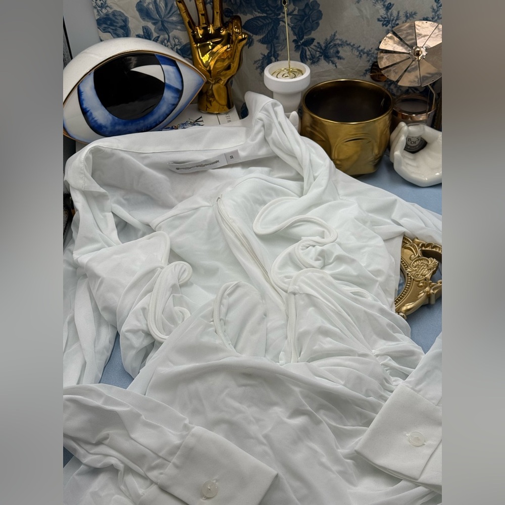 🆕 CHRISTOPHER ESBER 🧿 NWOT Venus Plunge Shirt Maxi Dress, White - Sz AU10 US 6 - Picture 14 of 17